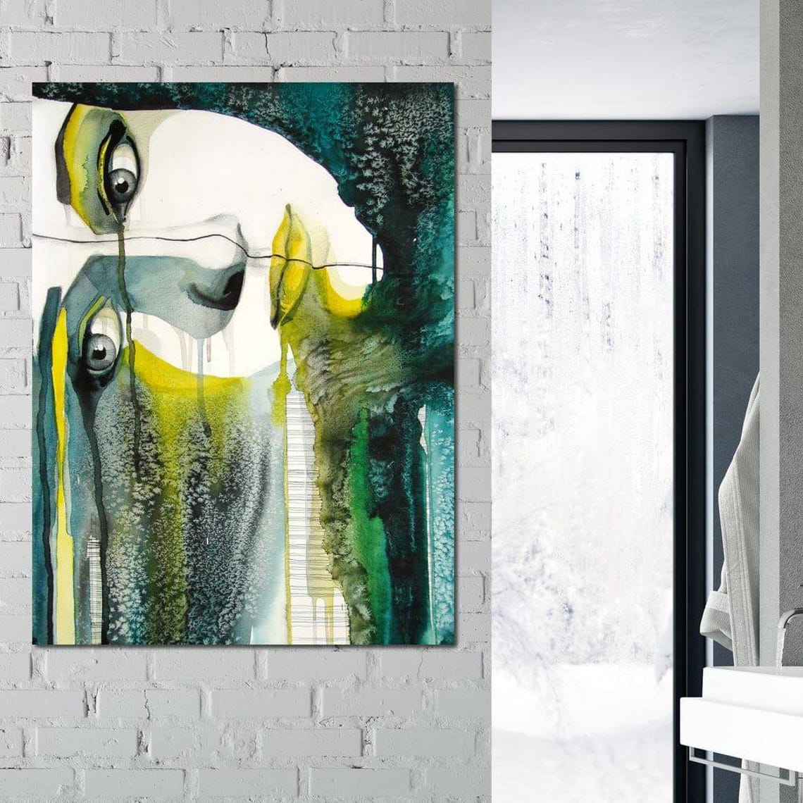 Emerald Gaze Psychedelic Abstract Face Green Eyes Fluid Art Poster - Image 3