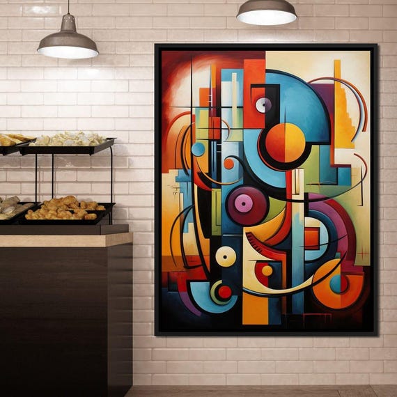 Mosaic Of Colorful Cubism Abstract Geometric Art Vibrant Modern Decor Multicolor Wall Print By Nichecanvas