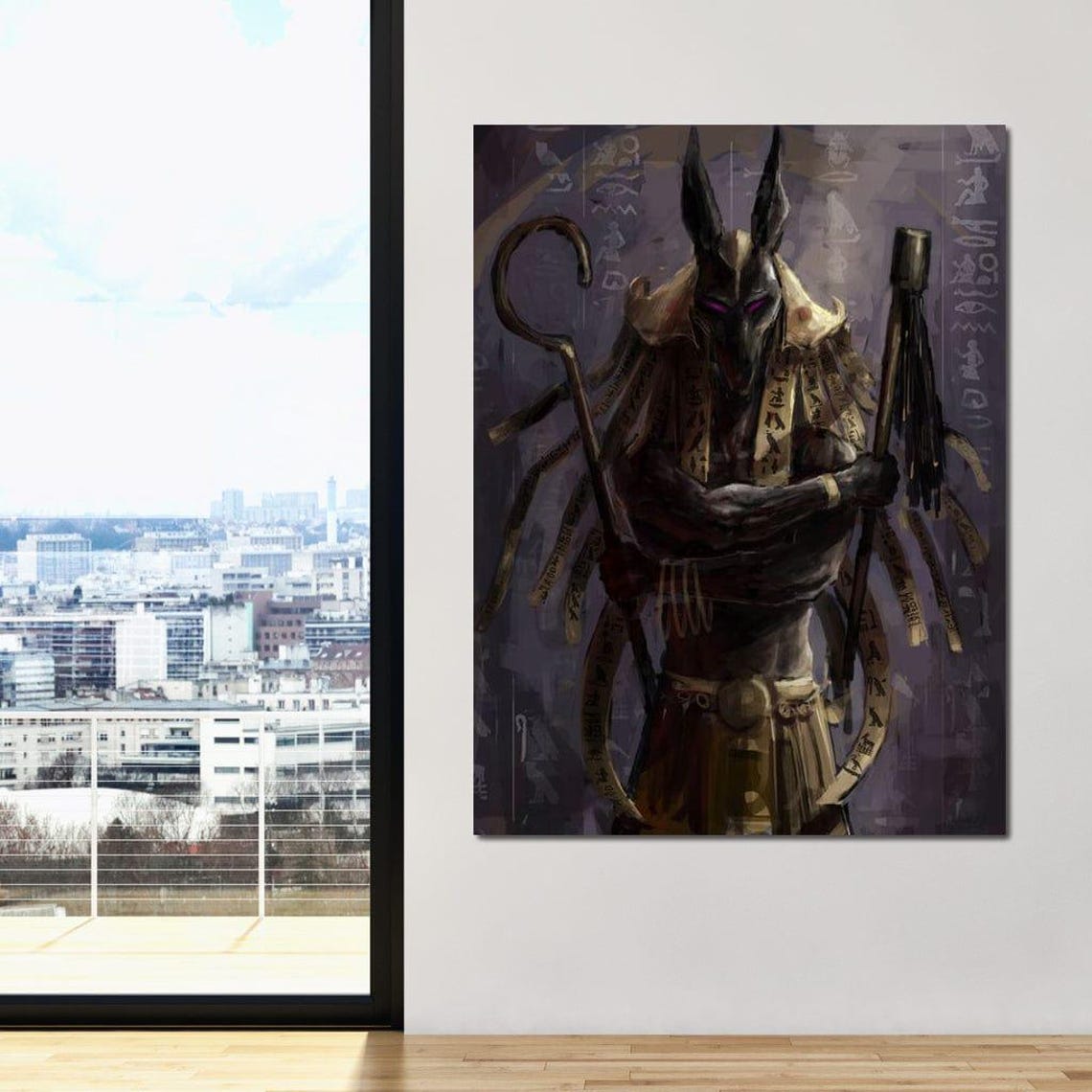 Anubis Egyptian Jackal God Dark Mythology Oil Painting Wall Poster - Image 3