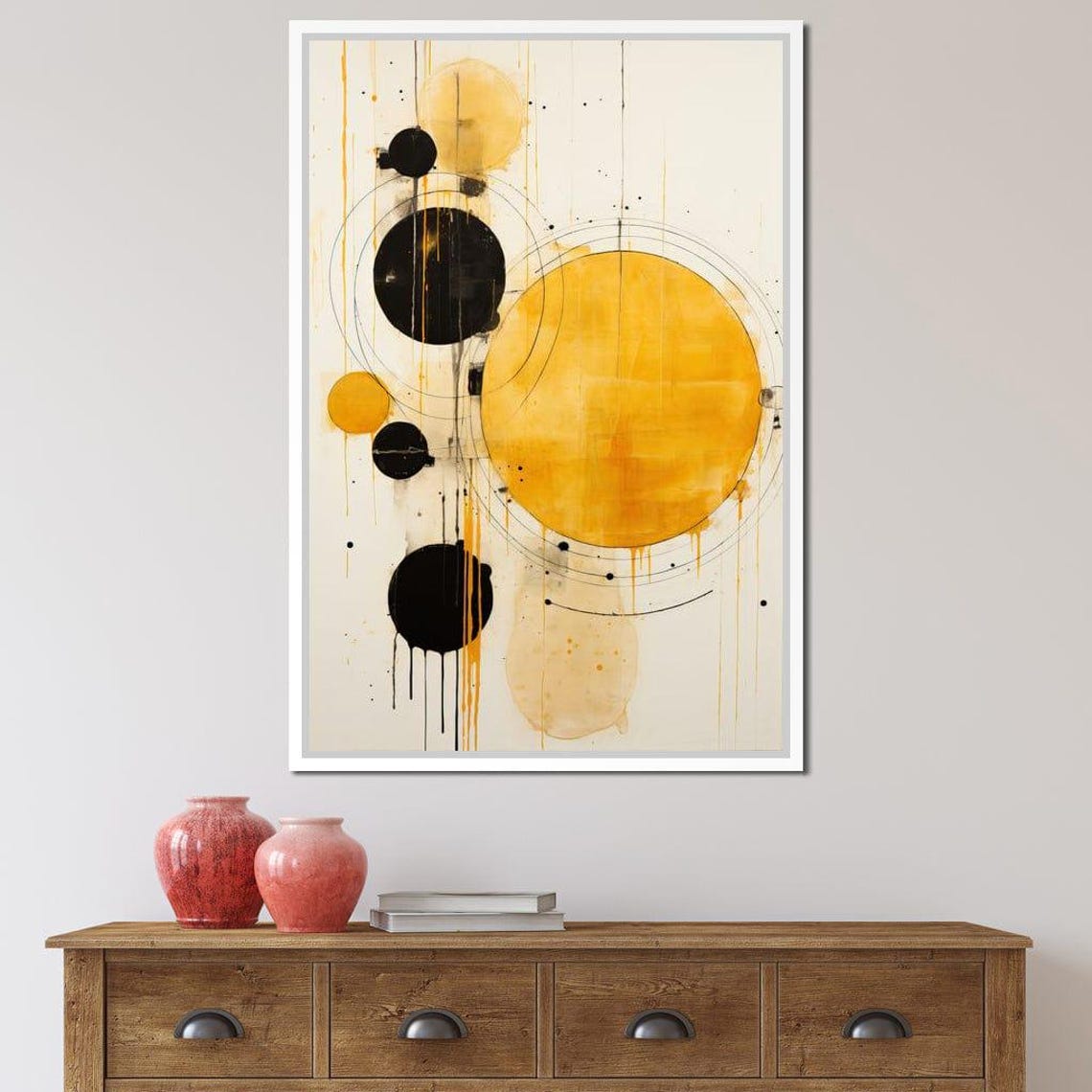 Abstract Black Gold Circle Drip Paint Minimalist Modern Art Poster - Image 4