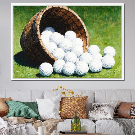 Basket Of Golfing Dreams Golf Lover Art Home Decor Classic Golf Scene Sports Wall Art By Nichecanvas