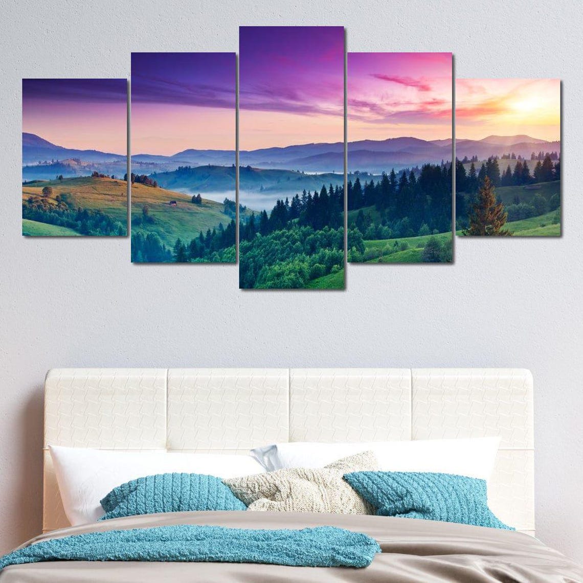 Mountains Landscape Sunset Scenic View Multi Panel Wall Art Peaceful Nature Decor Colorful Sky Photography By Nichecanvas - Image 4