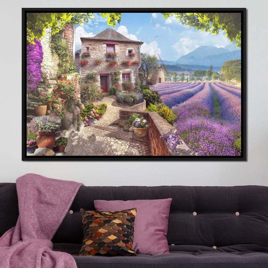 Provence Lavender Fields Stone Cottage Farmhouse Scenic Travel Poster