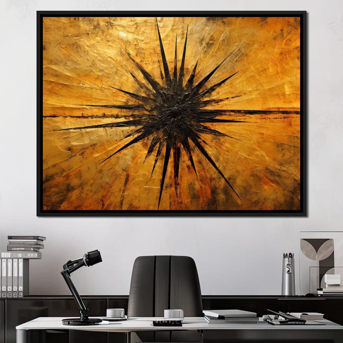 Radiant Dawnlight Explosion Abstract Orange Yellow Sunburst Wall Art Modern Golden Decor Bold Contemporary Art By Nichecanvas - Image 3