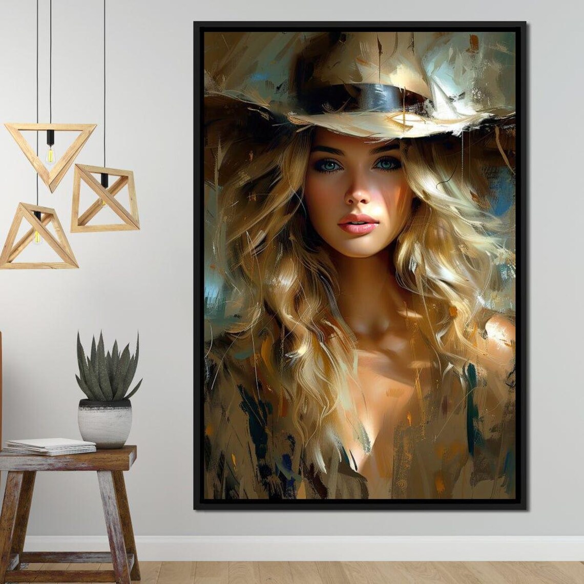 Golden Serenity Portrait, Contemporary Wall Art - Image 4
