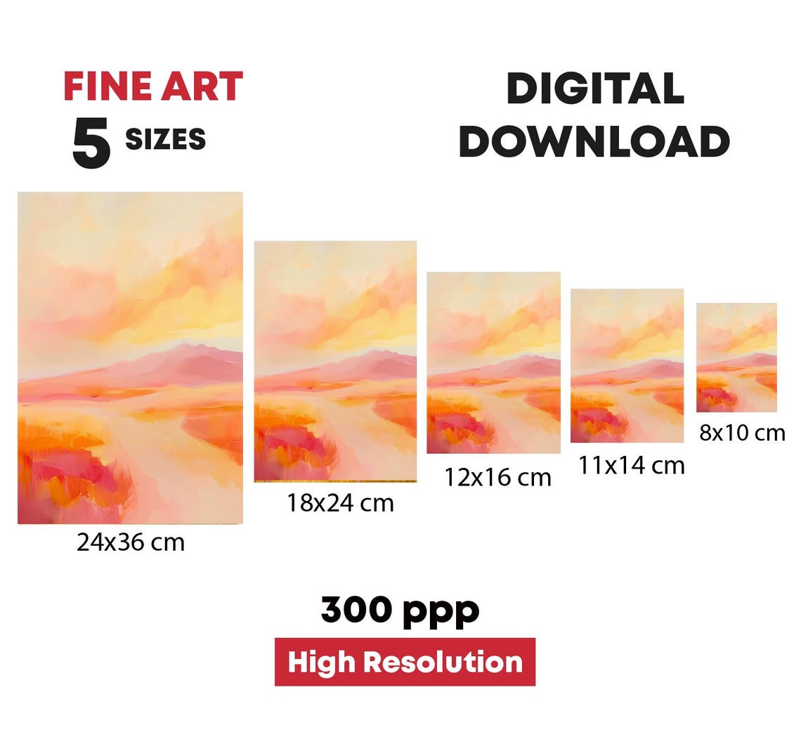 Abstract Desert Sunset Warm Orange Pink Modern Landscape Poster - Image 4