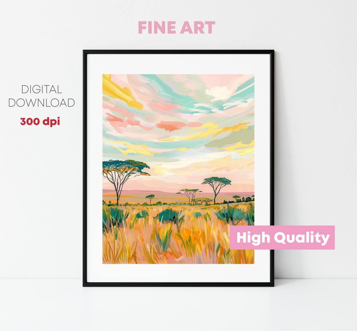 Painting Tropical Rainforest Pastel Colors Wall Art For Printing Home Decor Tropical Landscape - Image 2