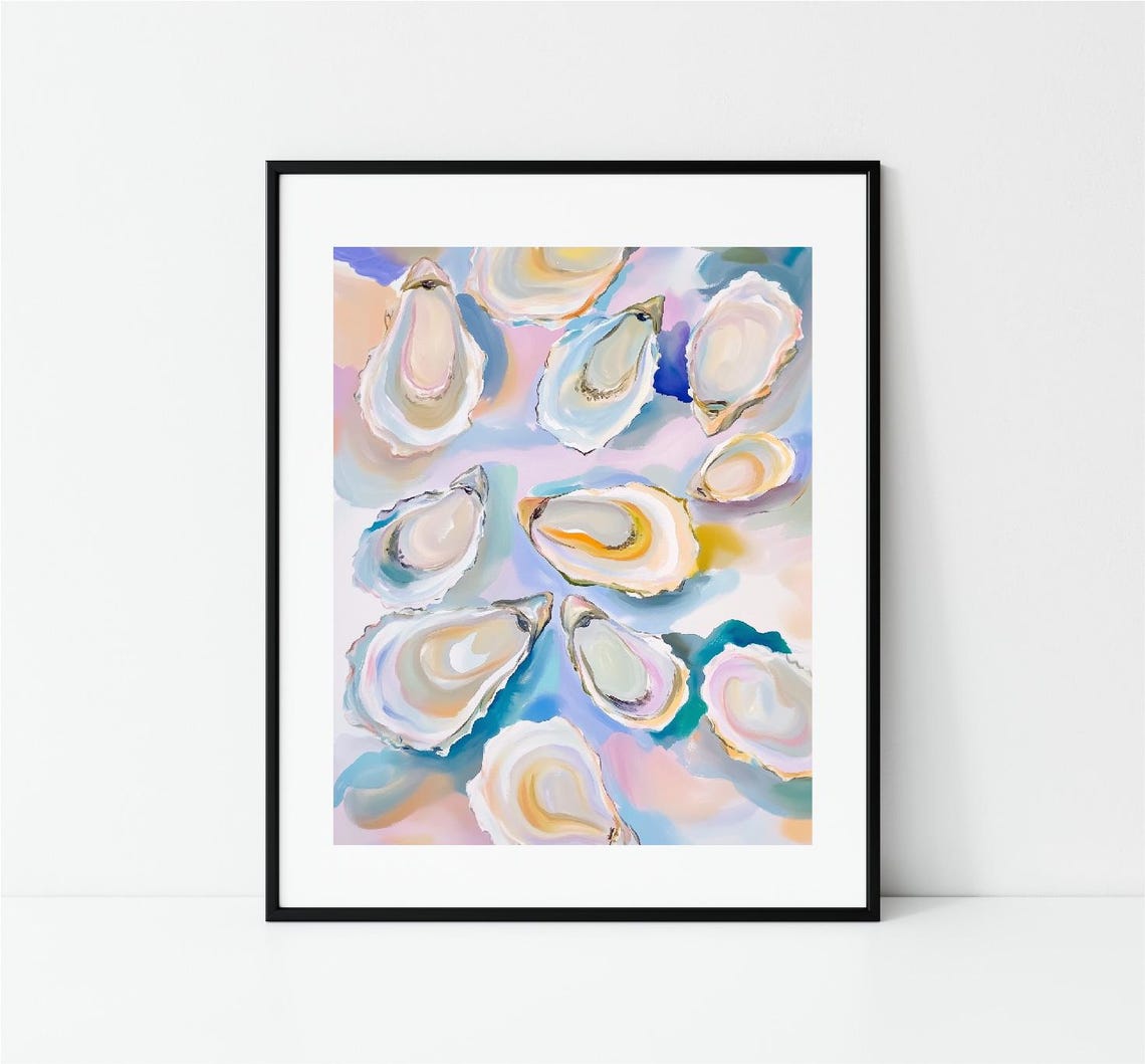 Painterly Oyster Shell Pattern Pastel Abstract Coastal Art Print - Image 4