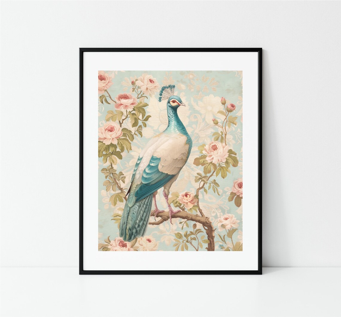 Victorian Peacock Vintage Animal Art Print - Image 2