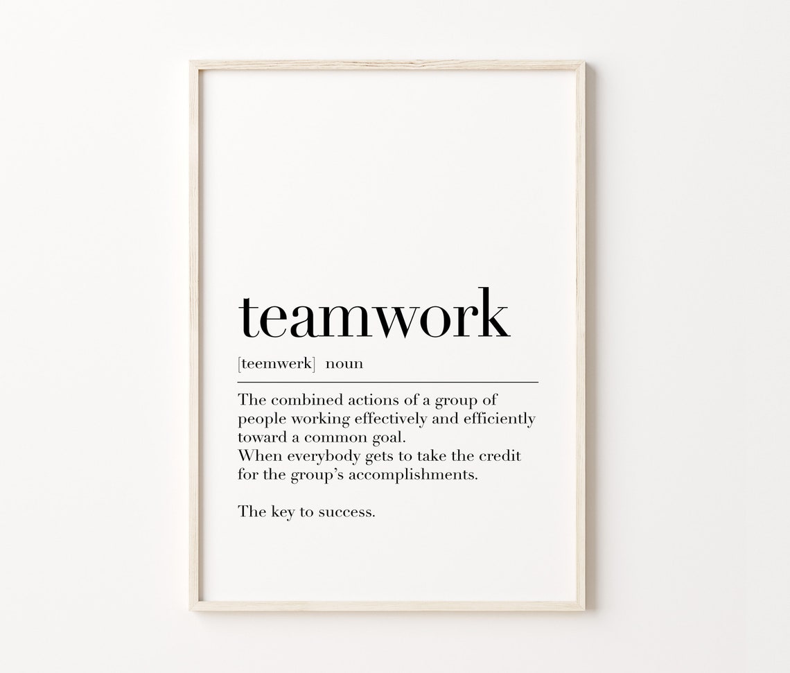 Teamwork Definition Dictionary Style Motivational Quote Print - Image 3