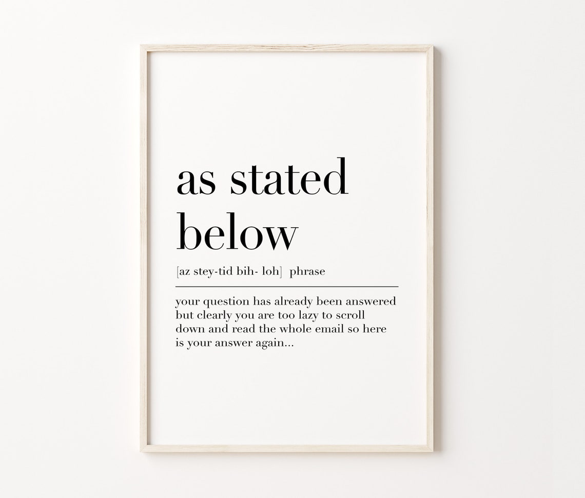 As Stated Below Funny Office Definition Phrase Wall Art Poster - Image 4
