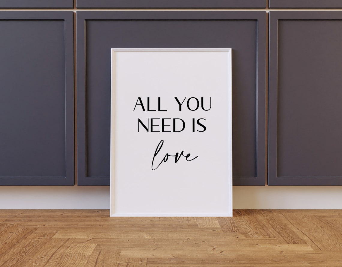 All You Need Is Love Quote Script Minimalist Black White Poster - Image 2