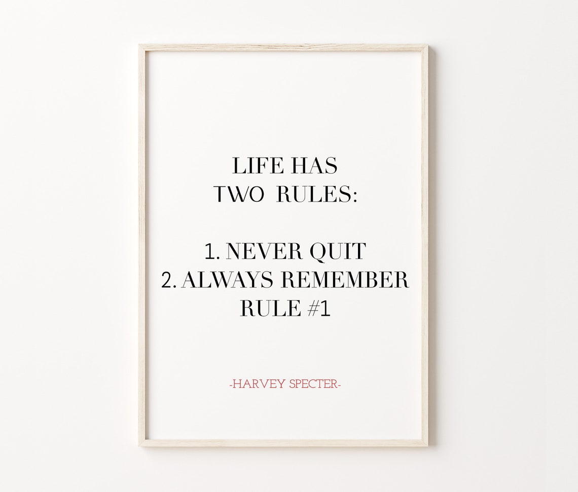 Harvey Specter Life Has Two Rules Suits Quote Wall Art Poster - Image 3