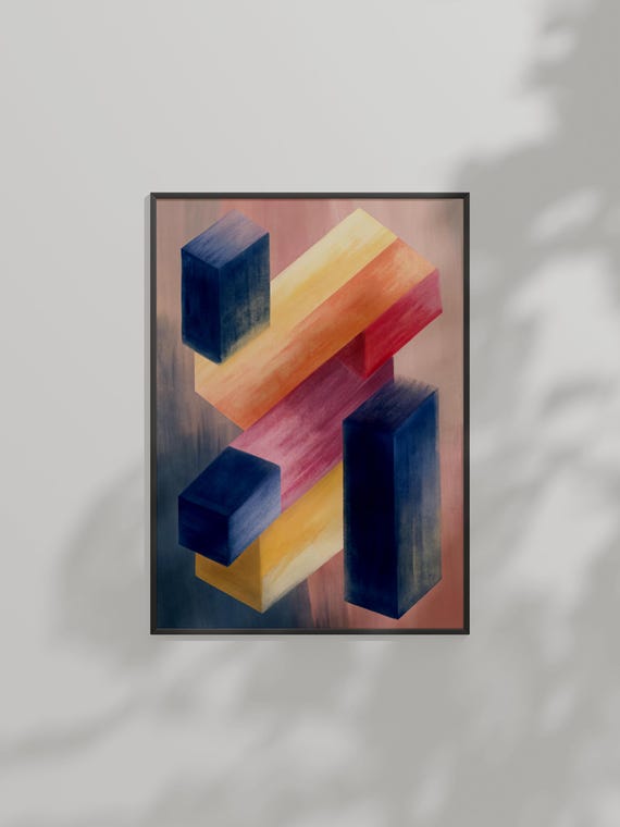 Bold Geometric Abstract Art In Pastel Tones Wall