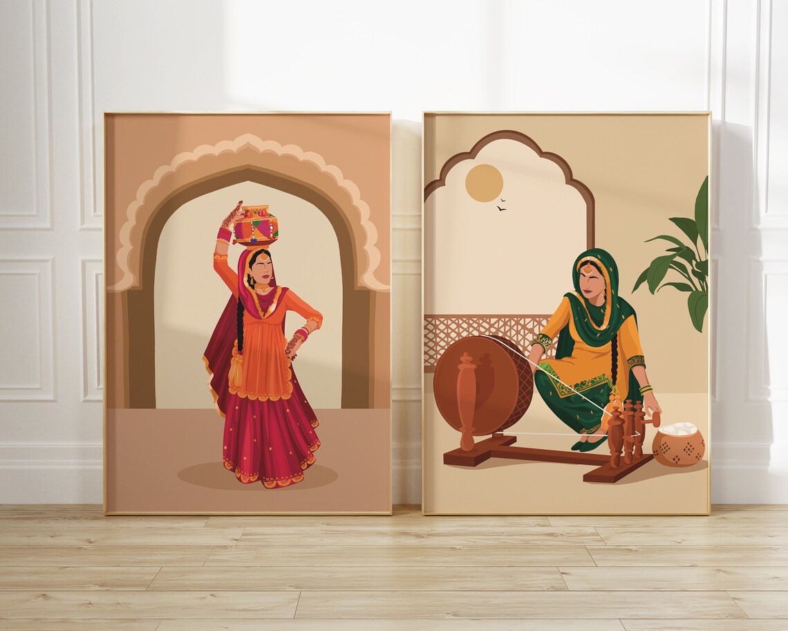 Punjabi Woman in Suit, Modern South Asian Art Print - Image 3