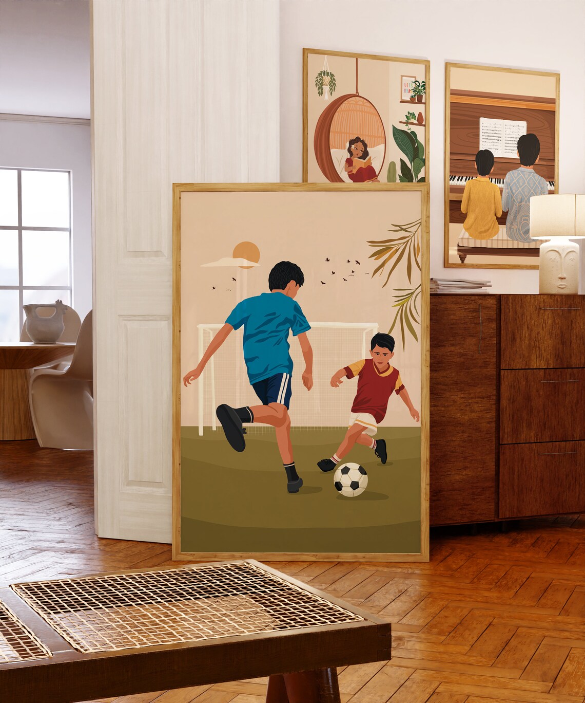 Indian Kids Playing Piano, Desi Nursery Art Print - Image 2