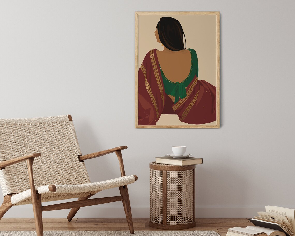 Indian Women In Saree, Desi Wall Art Print - Image 2