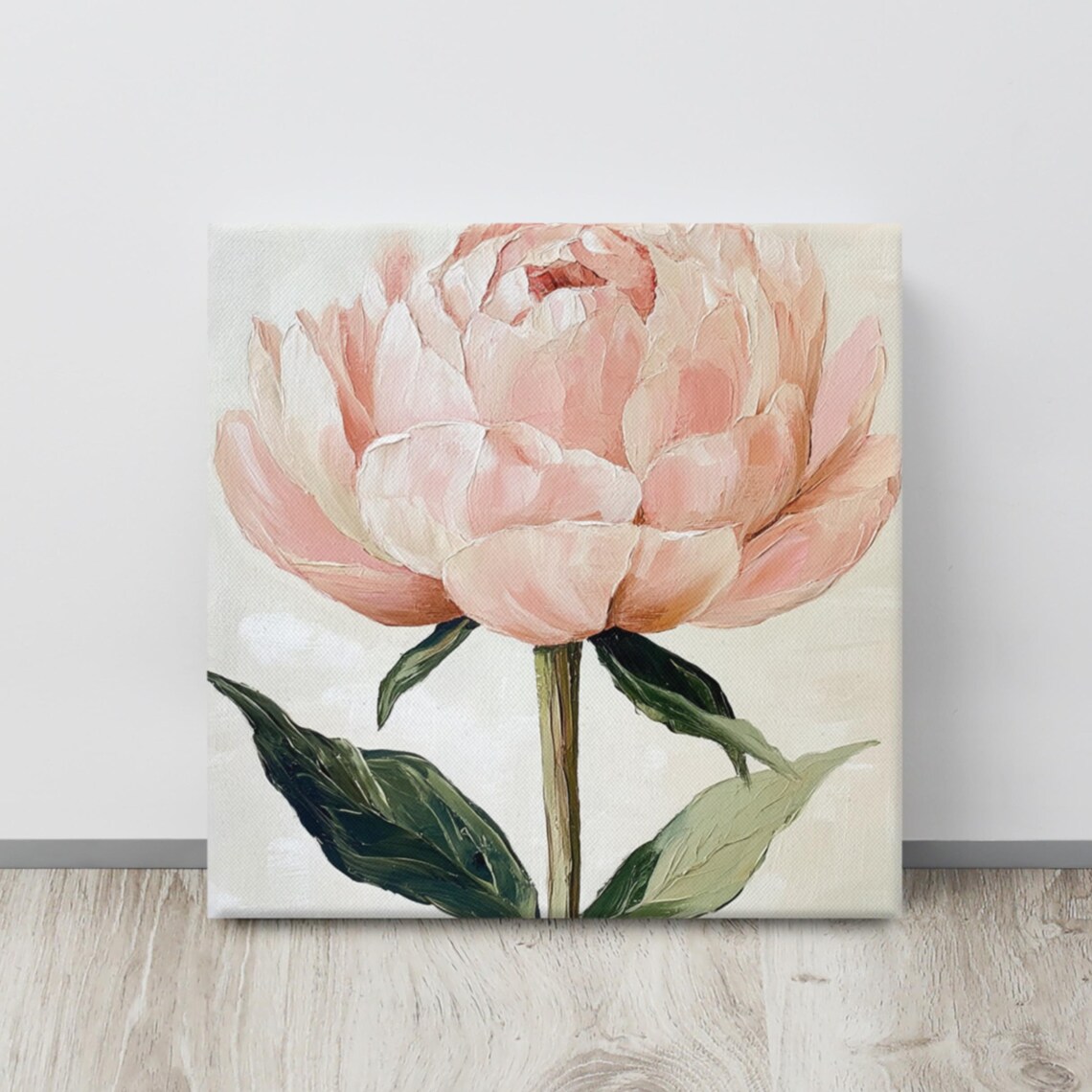 Blush Pink Peony Bloom Soft Oil Painting Floral Wall Art Poster