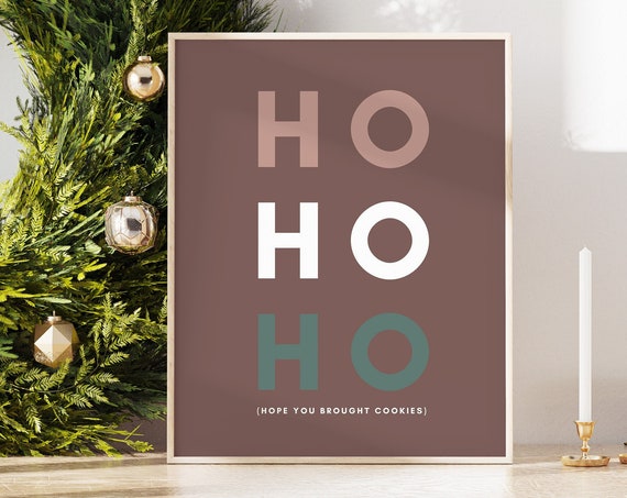 Ho Christmas Print Hope You Like Cookies Funny Cozy Colorful Modern Wall Art