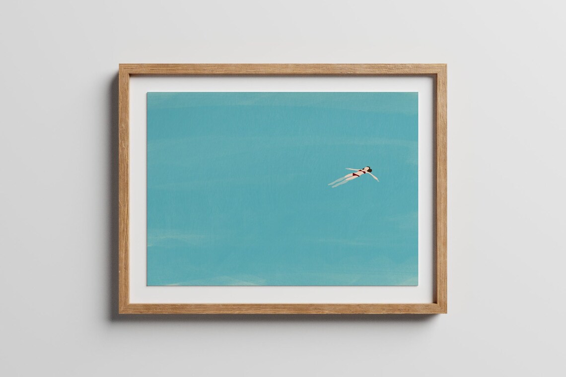 Girl Floating In Pool Horizontal Beach Art Print - Image 3