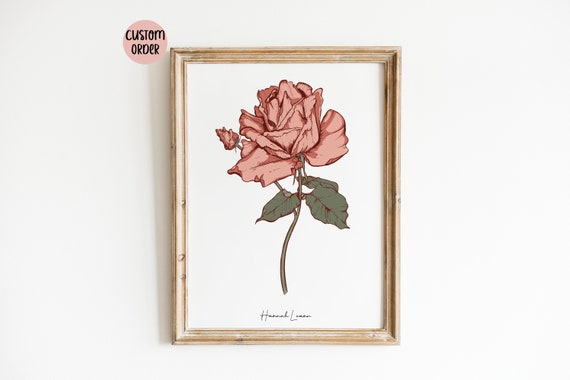 Family Birth Flower Art, Antique Nursery Wall Art