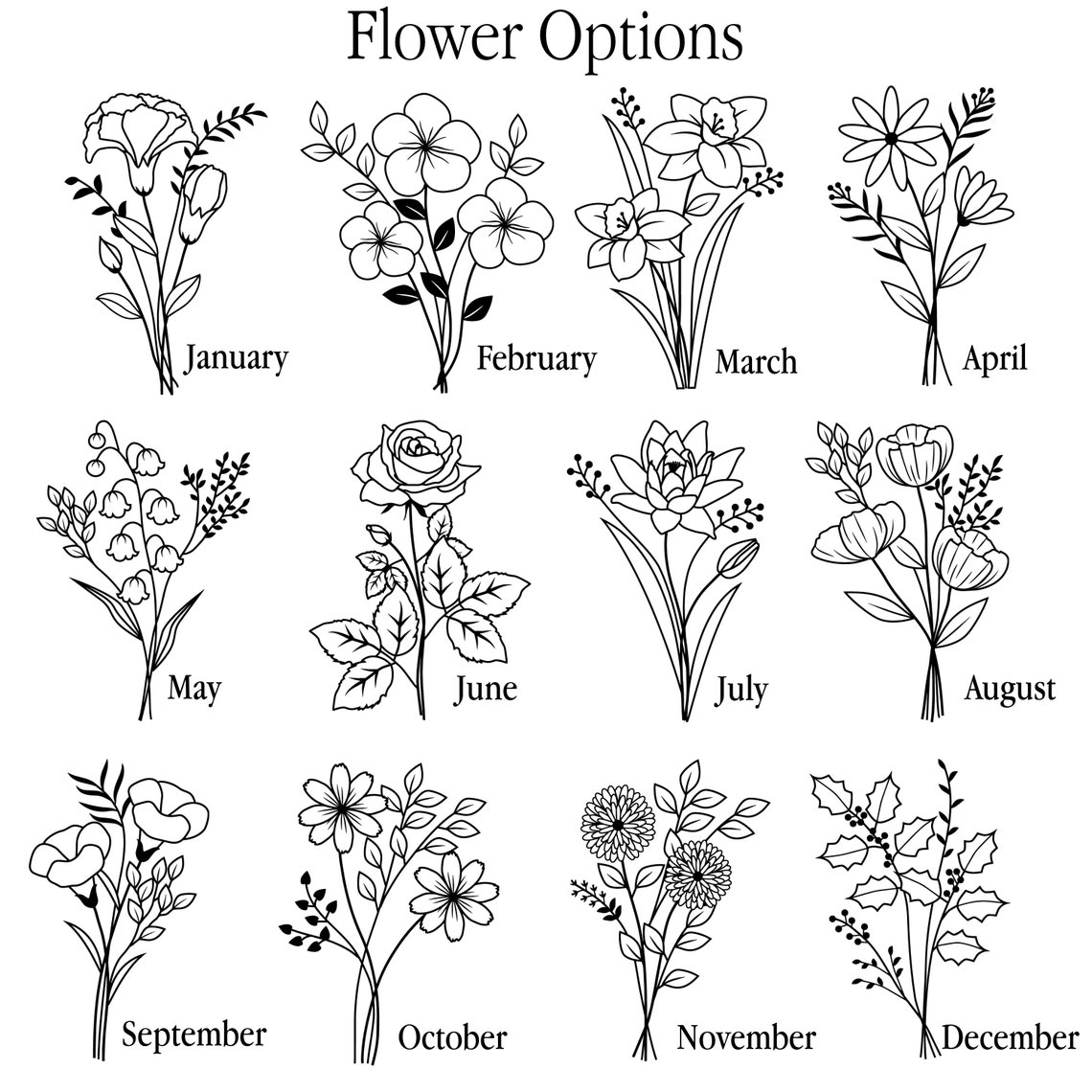 Personalized Birth Announcement Flower Line Art New Baby Gift Poster - Image 2