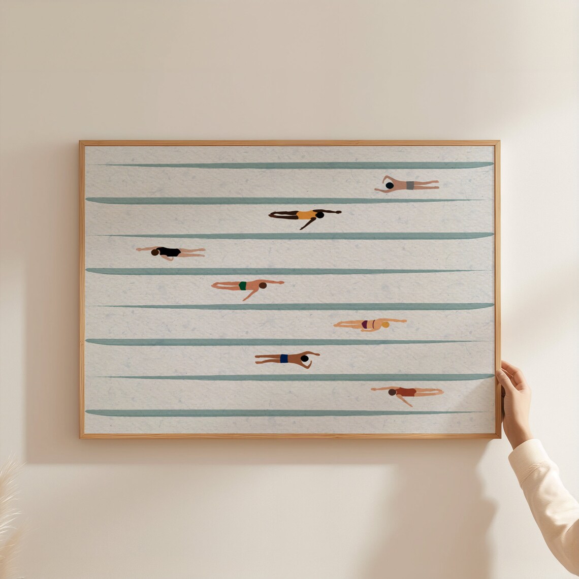 Tiny People Swimming In The Pool Art Print