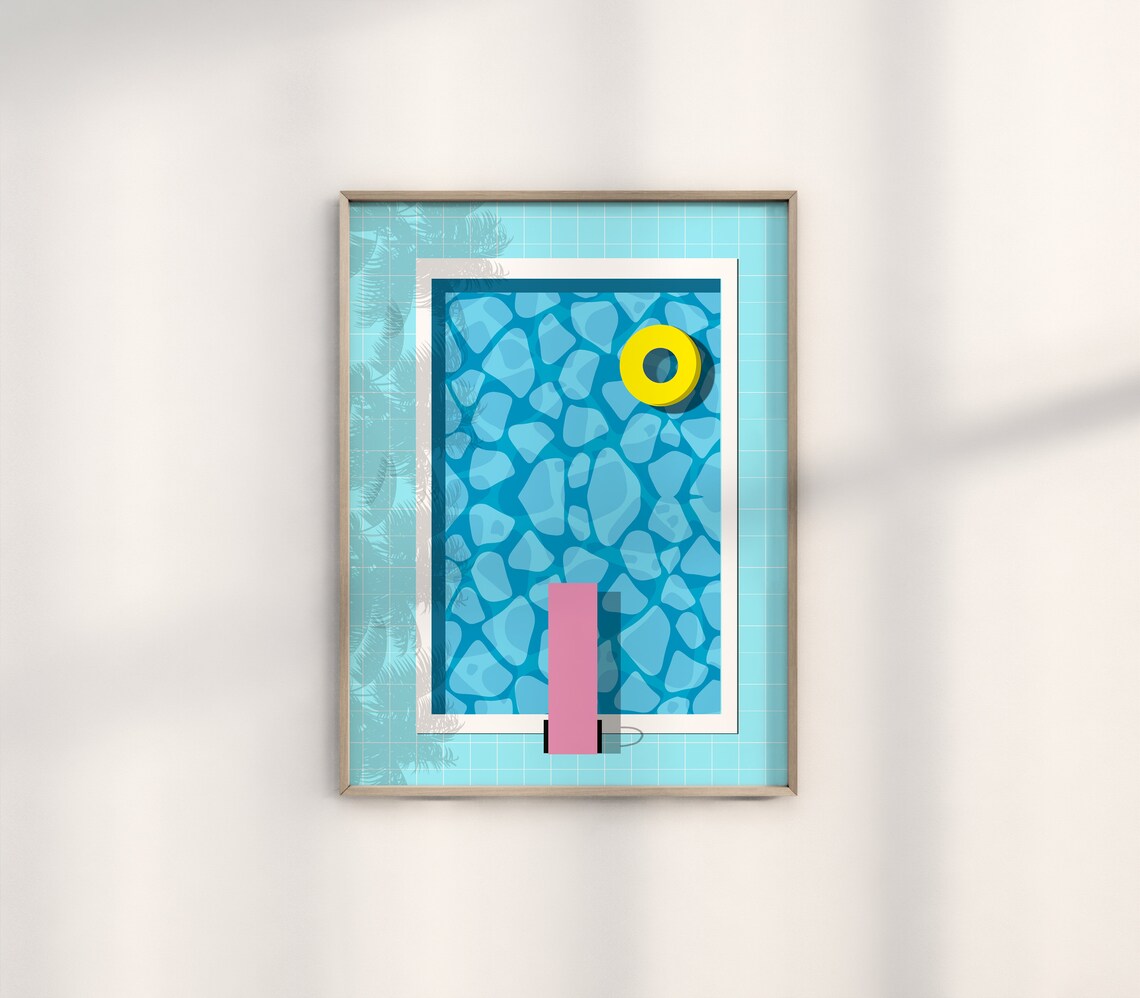 Blue Swimming Pool Print, Summer Pool Art