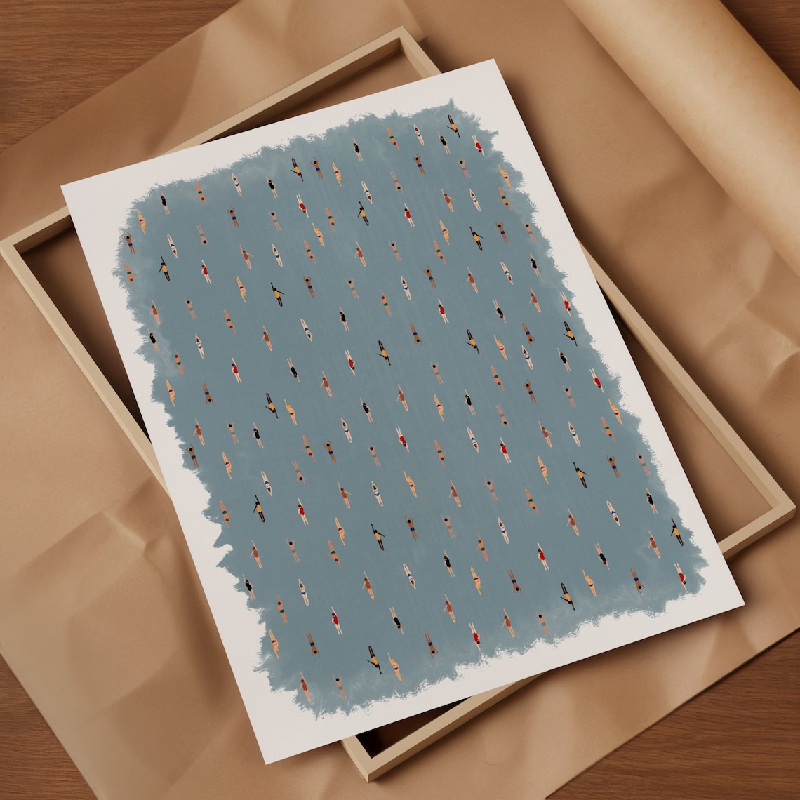 Tiny People Swimming Watercolor Pool Art Print - Image 3