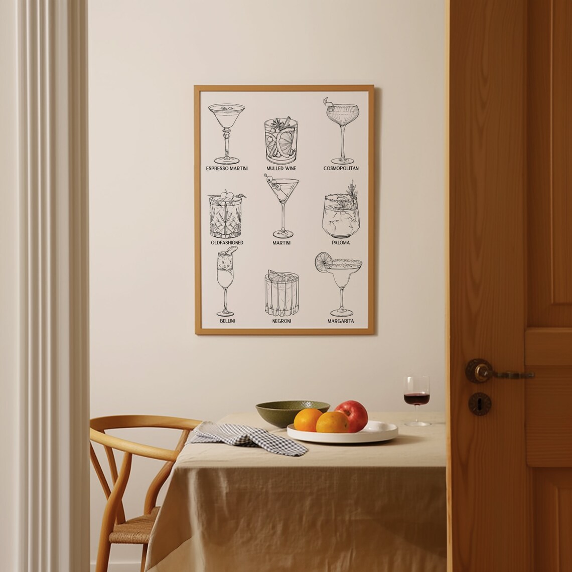 Minimalist Cocktail Line Art, Modern Whiskey Bar Print - Image 2