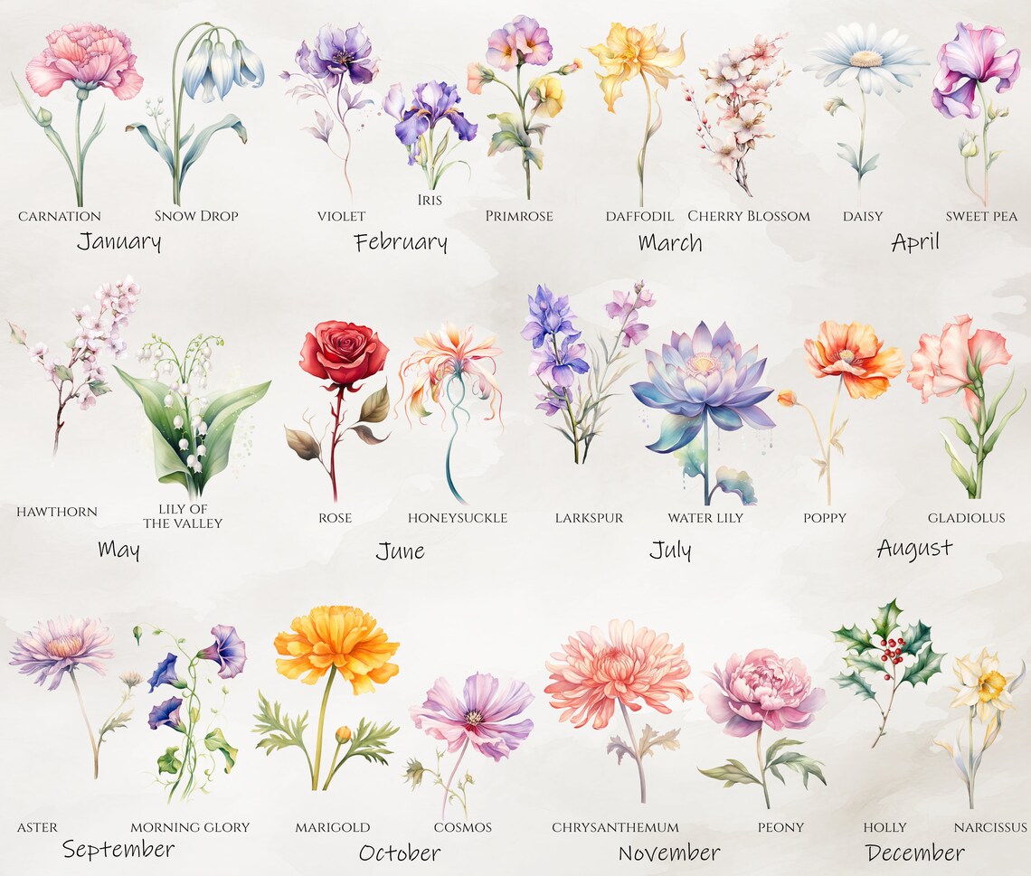 Personalized Birth Flower Bouquet Art Print - Image 3