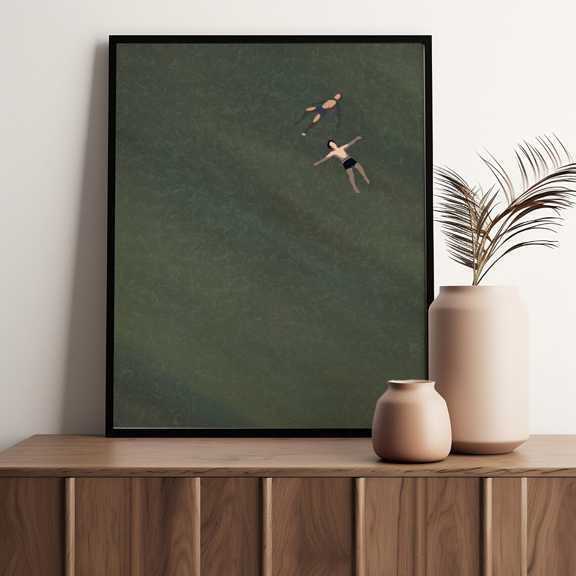 Men Floating In Water Art Print, Beach House Decor - Image 4