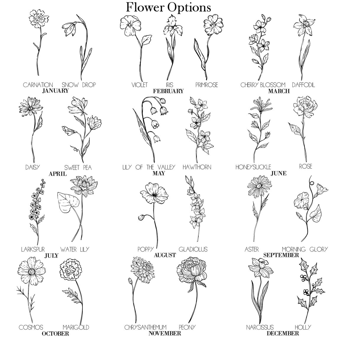 Black and White Botanical Wildflower Line Art Butterfly Poster - Image 3