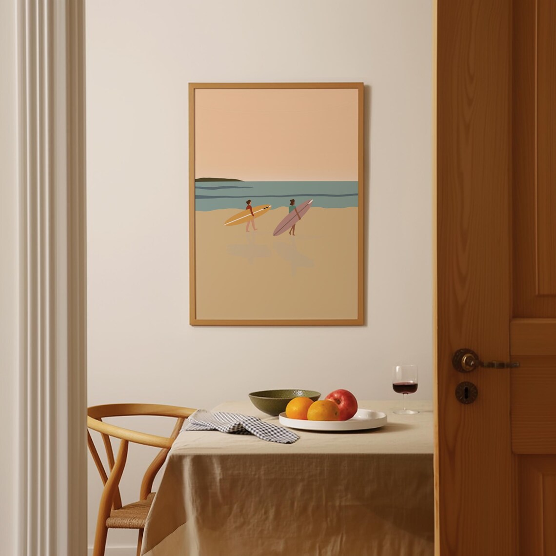 Surfers At Beach Minimalist Summer Art Print - Image 2