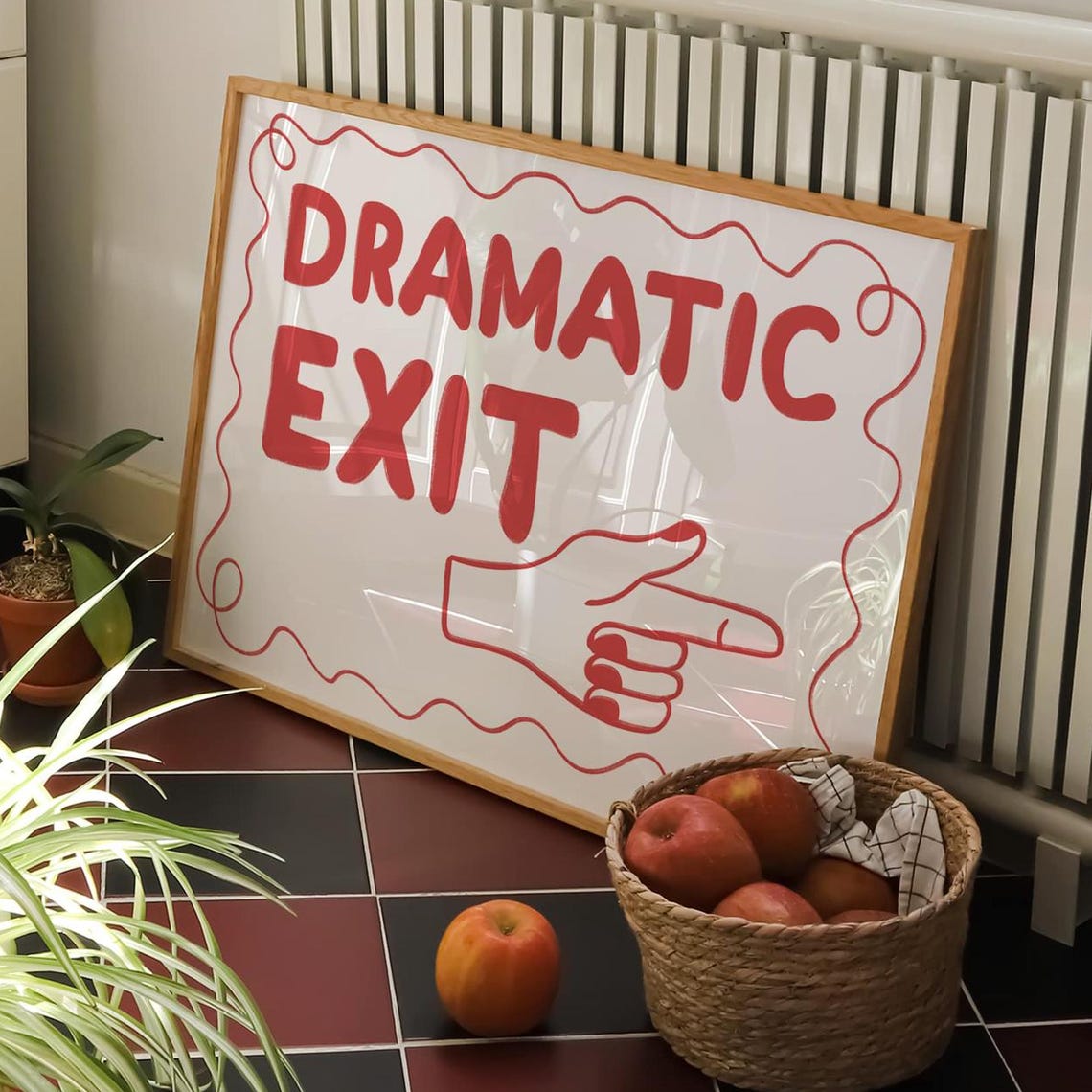 Dramatic Exit Big Bold Red Retro Typography Funny Quote Poster
