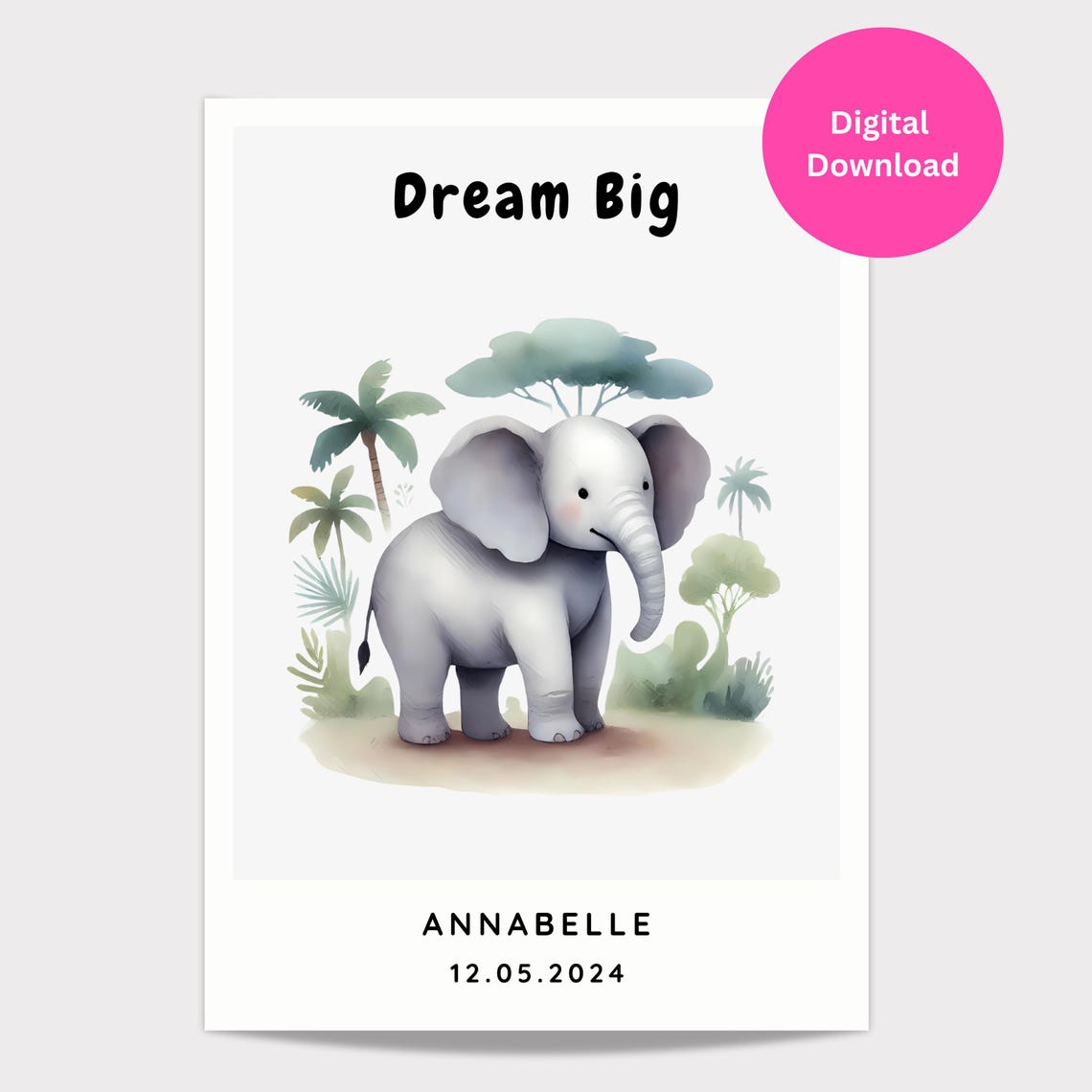 Personalizable Elephant Safari Nursery Gift