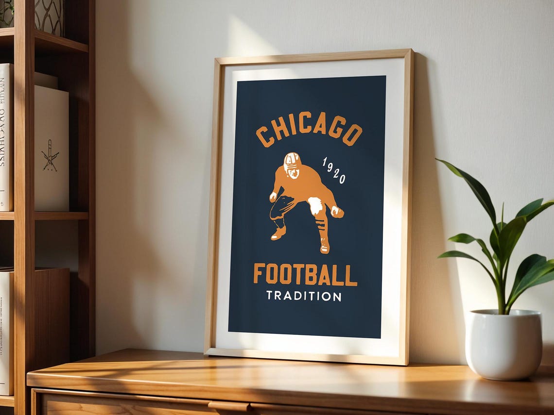 Chicago Sports Print Retro Football Art Poster Sports Team Wall Decor Chicago Football Gift For Sports Lover Wall Art Sports Dad Gift - Image 2