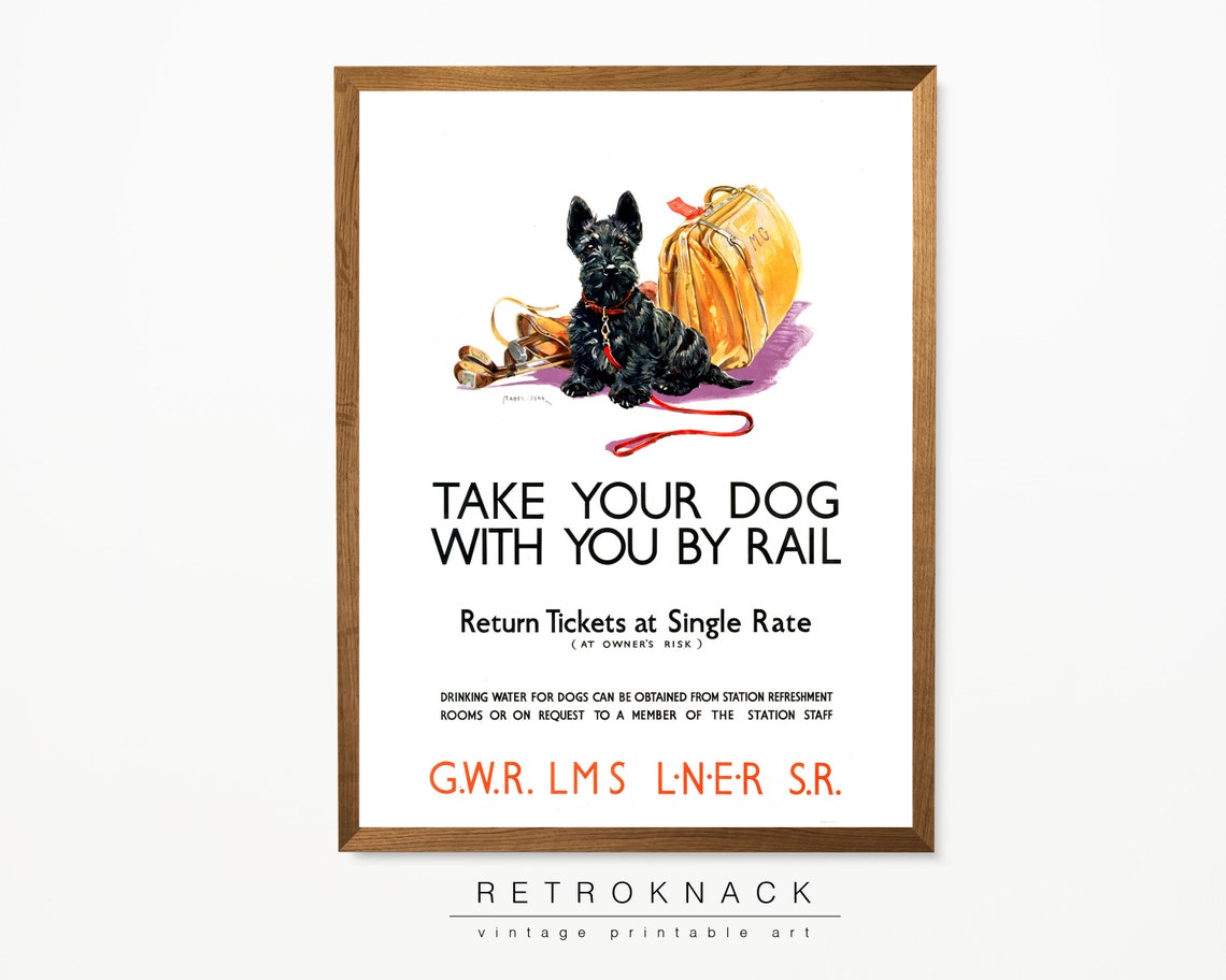 Take Your Dog With You By Rail Vintage Scottish Terrier Railway Poster - Image 3