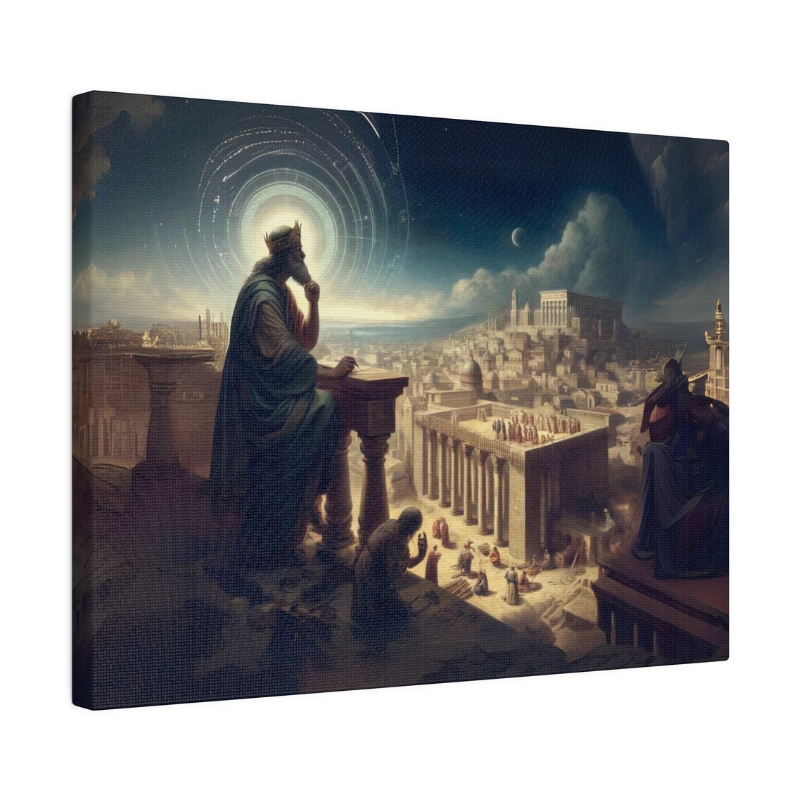 Prophetic King Overlooking Jerusalem Biblical Night Vision Poster