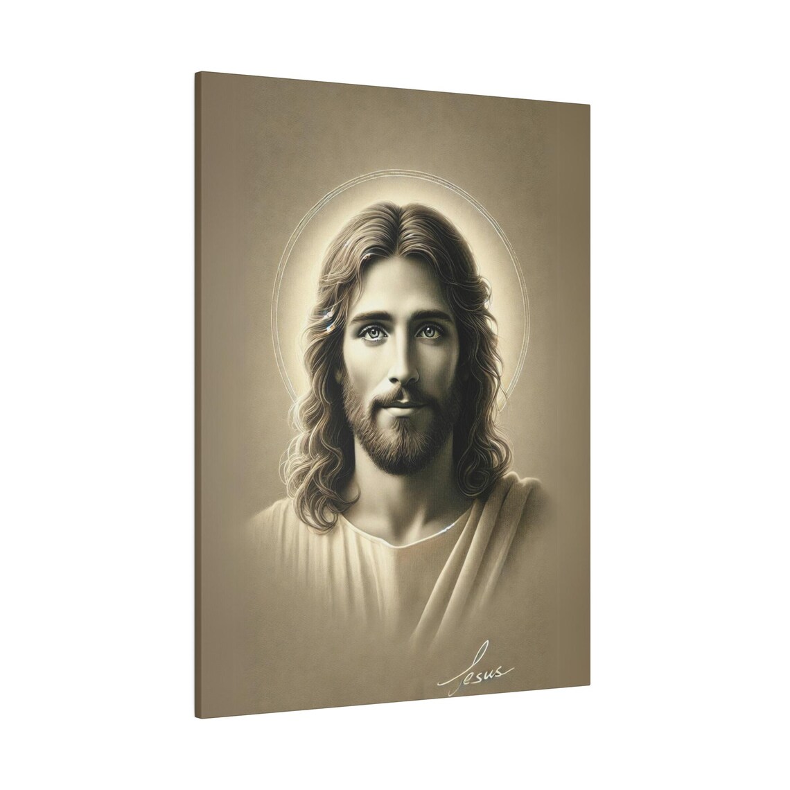 Jesus Christ Black And White Portrait With Halo Christian Poster