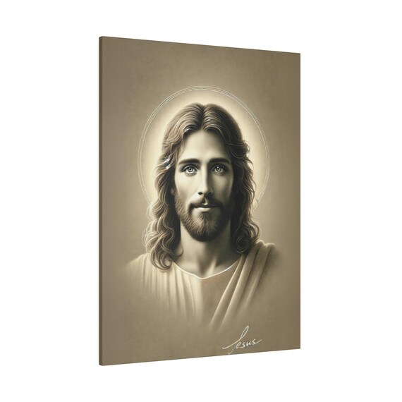 Jesus Christ Black And White Portrait With Halo Christian Poster