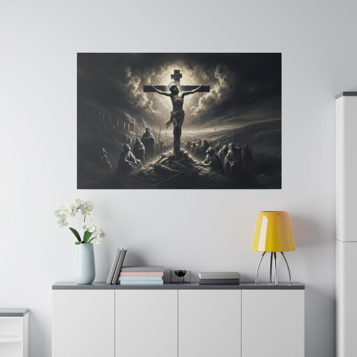 Jesus Christ Crucifixion Dramatic Stormy Calvary Scene Poster - Image 2