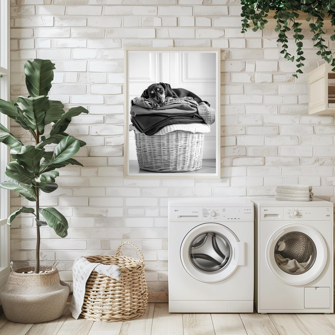 Adorable Dachshund Laundry Room Art Print - Image 3