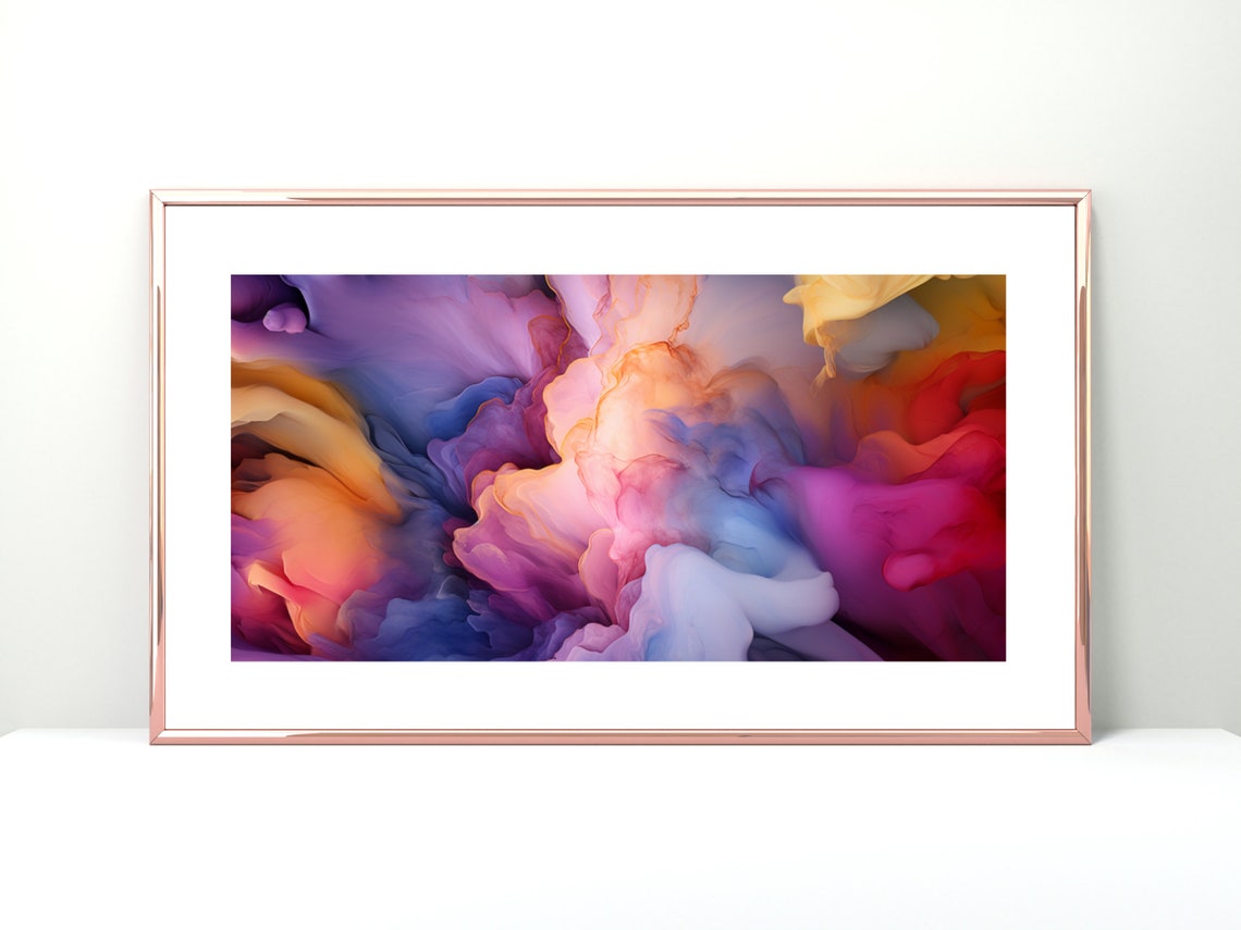 Dreamy Abstract Colorful Smoke Clouds Pink Purple Fluid Art Poster - Image 3