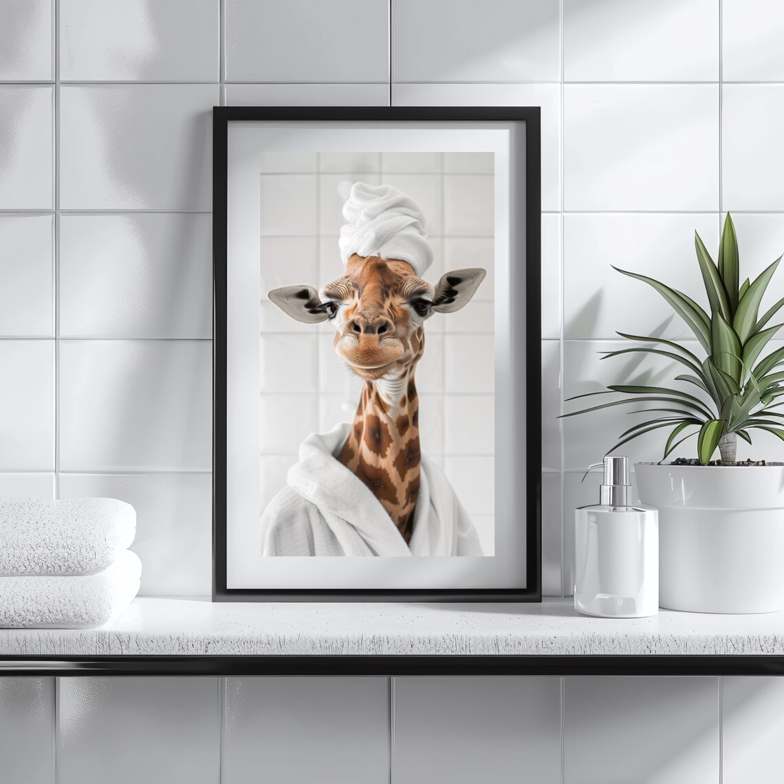 Funny Giraffe Bathroom Art Print, Humorous Decor - Image 3