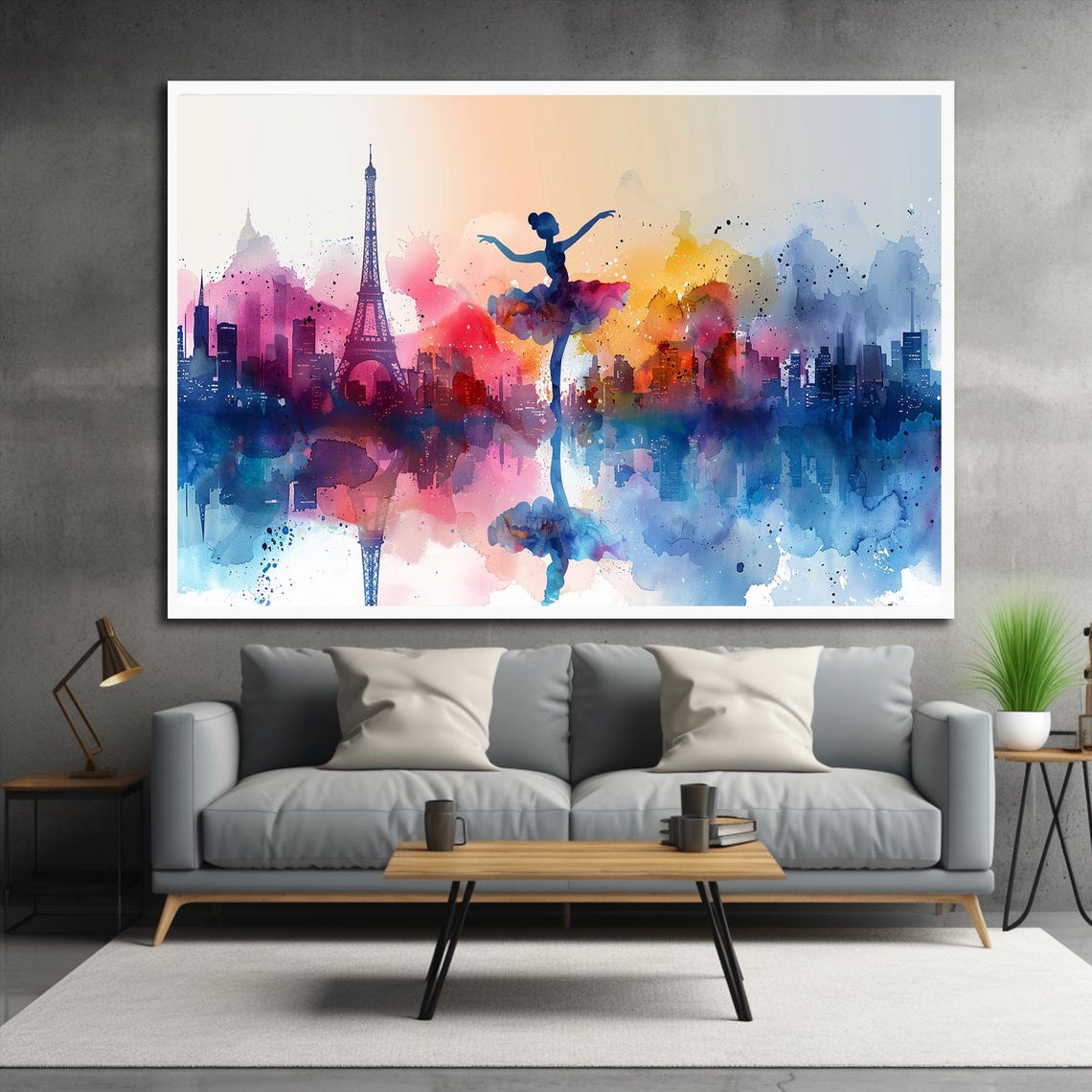 Ballerina Dancer Paris Eiffel Tower Watercolor Dream Art Poster - Image 3