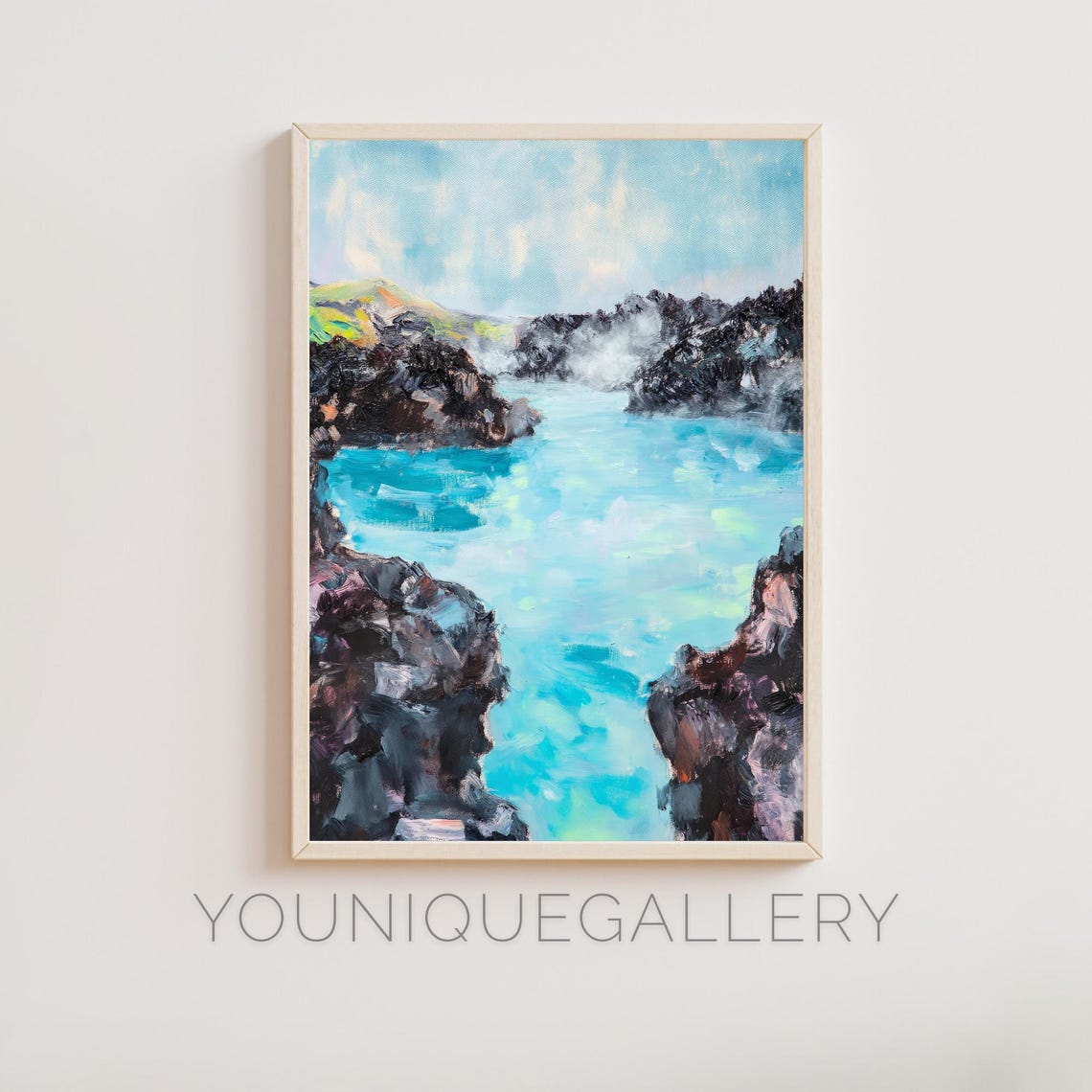 Blue Lagoon Iceland Geothermal Milky Blue Water Painting Poster
