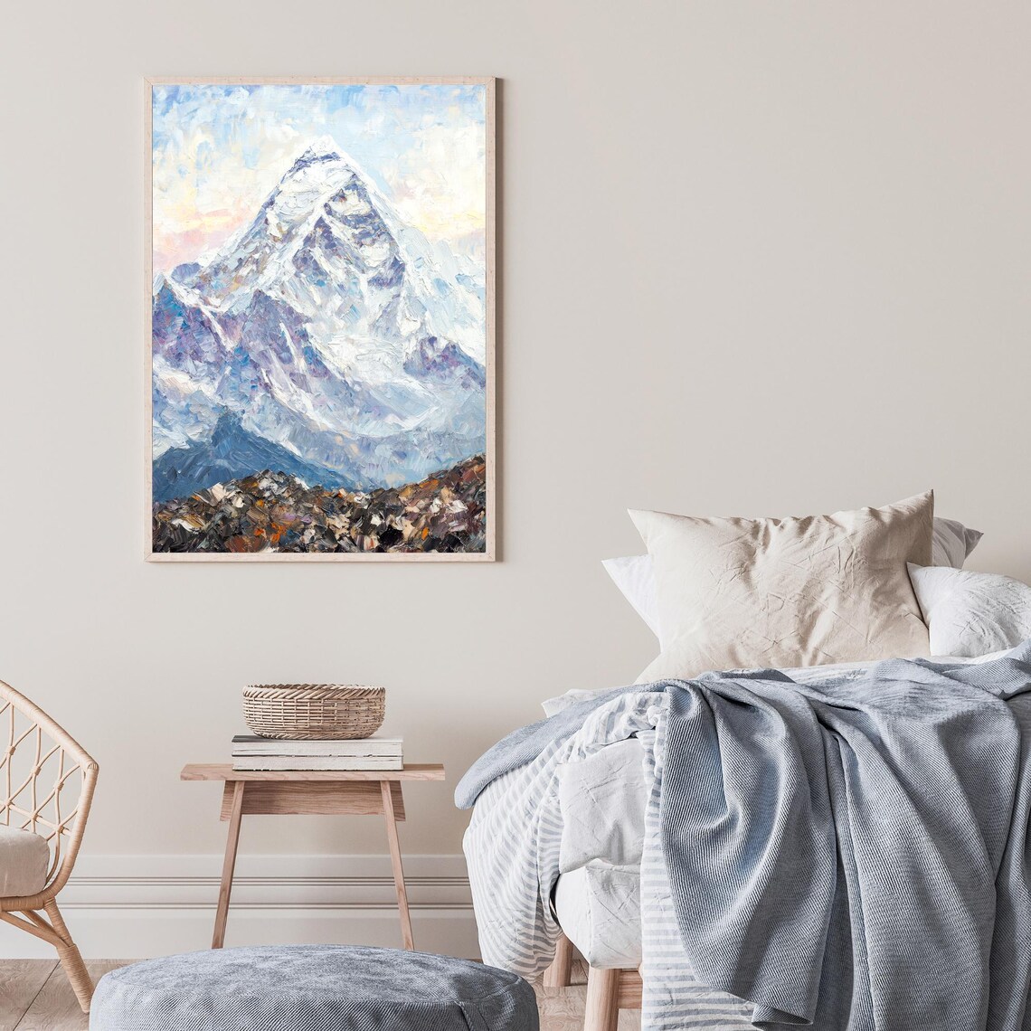 Mount Everest Snow Peak Nepal Himalaya Sunrise Oil Painting Poster - Image 2