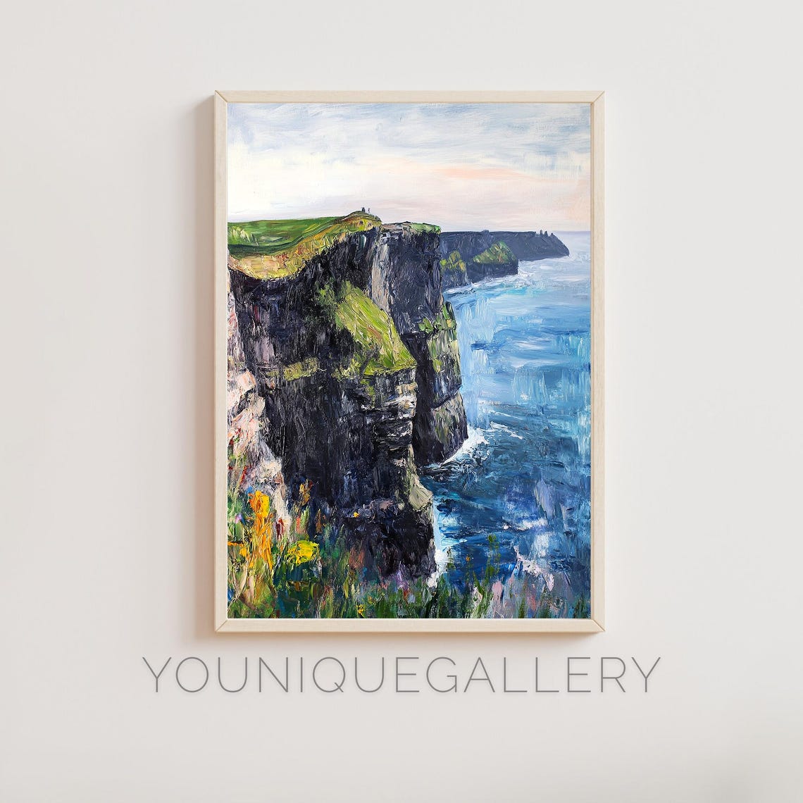 Cliffs Of Moher Ireland Scenic Coastal Cliffs Oil Painting Poster