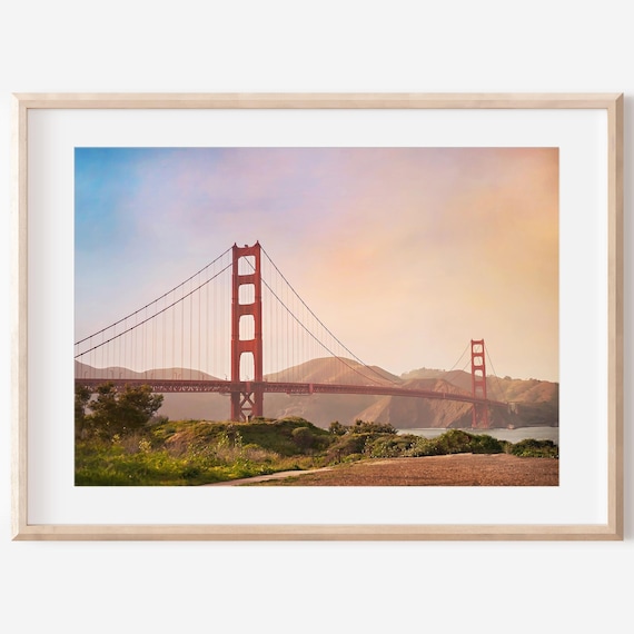 Golden Gate Bridge Sunset Close-Up Photography Poster San Francisco